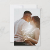Elegant Chic Script Love Heart Weddenfoto Hartelij Bedankkaart (Achterkant)