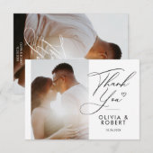 Elegant Chic Script Love Heart Weddenfoto Hartelij Bedankkaart (Voorkant / Achterkant)