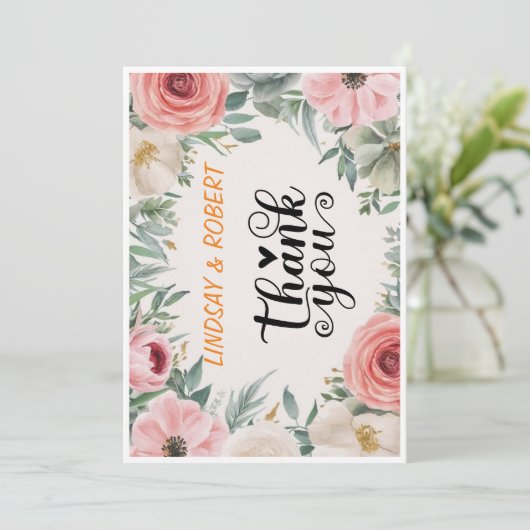 Elegant Chic Script Love Heart Weddenfoto Hartelij Kaart (Staand voorkant)