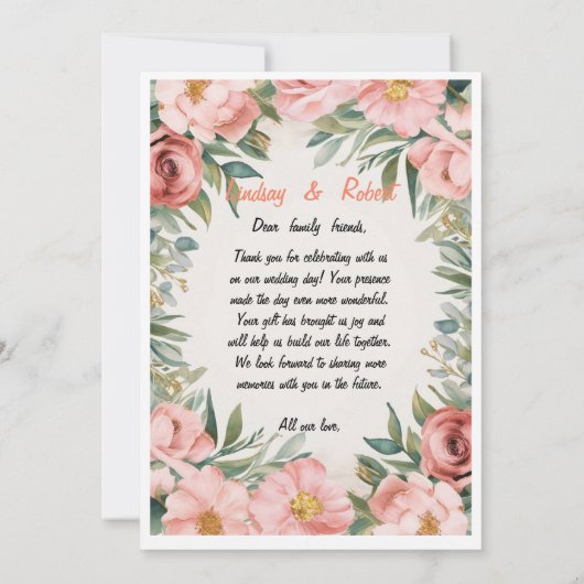 Elegant Chic Script Love Heart Weddenfoto Hartelij Kaart (Achterkant)