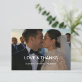 Elegant Chic Script Love Heart Wedding 2 foto's Bedankkaart (Staand voorkant)