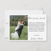 Elegant Chic Script Love Heart Weduwfoto Bedankkaart (Achterkant)