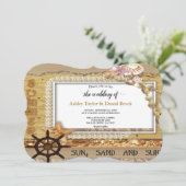 Elegant Chic Script Navy Coastal Summer Wedding Kaart (Staand voorkant)