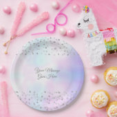 Elegant Chic Script Parel Hartjes Confetti Papieren Bordje (Feest)