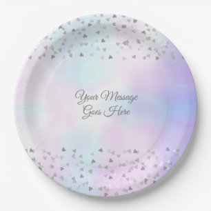 Elegant Chic Script Parel Hartjes Confetti Papieren Bordje