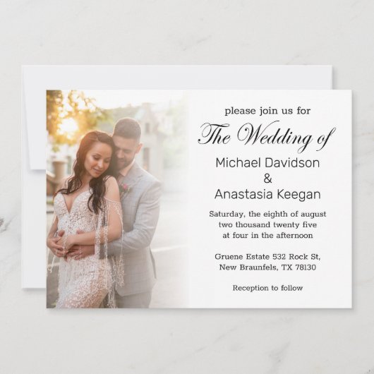 elegant chic script trouwdag foto kaart (Voorkant)