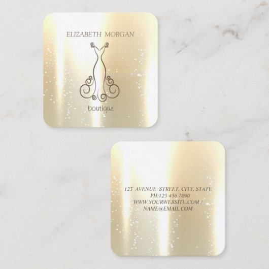 Elegant Chic Shinny, Faux Gold, Glittery, Dress Vierkante Visitekaartje (Voorkant / Achterkant)