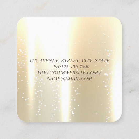 Elegant Chic Shinny, Faux Gold, Glittery, Dress Vierkante Visitekaartje (Achterkant)