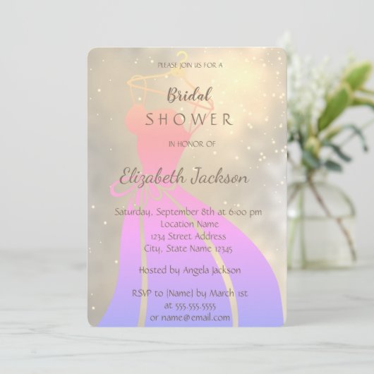 Elegant Chic Shiny, Bride Dress Vrijgezellenfeest Kaart (Staand voorkant)