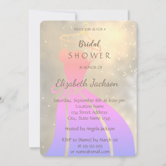 Elegant Chic Shiny, Bride Dress Vrijgezellenfeest Kaart (Voorkant)