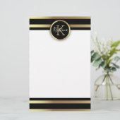 Elegant Chic Shiny Gold en Black Striped Briefpapier (Staand voorkant)