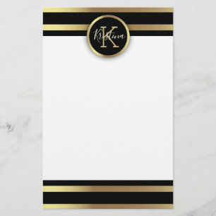 Elegant Chic Shiny Gold en Black Striped Briefpapier