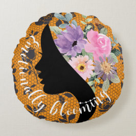 Elegant Chic Silhouet Romantische bloemen Graphic Rond Kussen