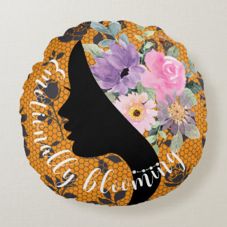 Elegant Chic Silhouet Romantische bloemen Graphic Rond Kussen