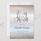 Elegant Chic Silver Baby shower Kaart (Voorkant)