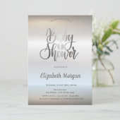 Elegant Chic Silver Baby shower Kaart (Staand voorkant)