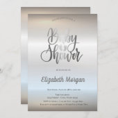 Elegant Chic Silver Baby shower Kaart (Voorkant / Achterkant)