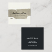 ELEGANT CHIC SILVER BLACK BRUSH STROKE CALLIGRAPHY VIERKANTE VISITEKAARTJE (Voorkant / Achterkant)