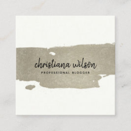 ELEGANT CHIC SILVER BLACK BRUSH STROKE CALLIGRAPHY VIERKANTE VISITEKAARTJE