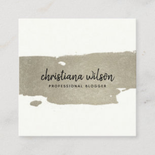 ELEGANT CHIC SILVER BLACK BRUSH STROKE CALLIGRAPHY VIERKANTE VISITEKAARTJE