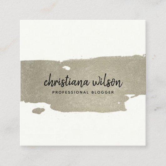 ELEGANT CHIC SILVER BLACK BRUSH STROKE CALLIGRAPHY VIERKANTE VISITEKAARTJE (Voorkant)