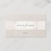 Elegant Chic Silver Classy Striped Beige Monogram Visitekaartje (Voorkant)