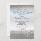 Elegant Chic Silver Diamonds Confetti Sweet 16 Kaart (Voorkant)