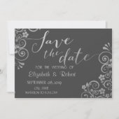 Elegant Chic Silver Flowers bewaar de datum Save The Date (Voorkant)
