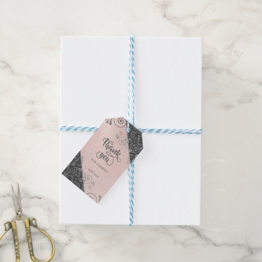 Elegant Chic Silver Flowers Roze Hartelijk dank Cadeaulabel (Met Touw)