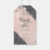 Elegant Chic Silver Flowers Roze Hartelijk dank Cadeaulabel (Voorkant)