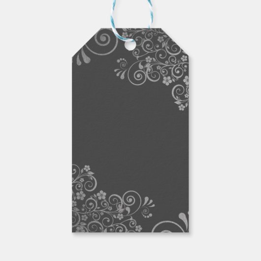 Elegant Chic Silver Flowers Roze Hartelijk dank Cadeaulabel (Achterkant)