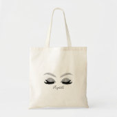 Elegant Chic Silver Glitter Faux Lashes Tote Bag (Voorkant)