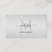 Elegant Chic Silver Glitter Monogram Visitekaartje (Voorkant)