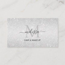 Elegant Chic Silver Glitter Monogram Visitekaartje