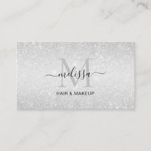 Elegant Chic Silver Glitter Monogram Visitekaartje