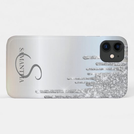 Elegant Chic Silver Glitter-schijven Case-Mate iPhone Case (Achterkant (horizontaal))
