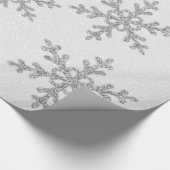 Elegant Chic Silver Glitter Snowflakes Holiday Cadeaupapier (Hoek)