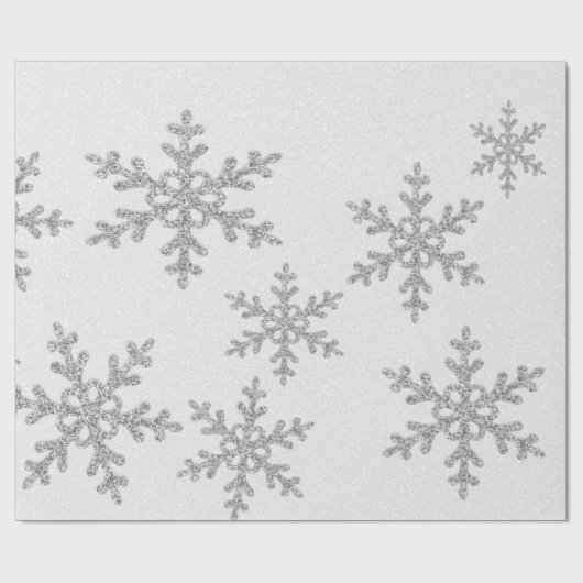 Elegant Chic Silver Glitter Snowflakes Holiday Cadeaupapier (Vlak)