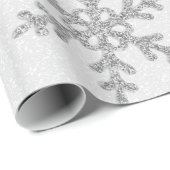 Elegant Chic Silver Glitter Snowflakes Holiday Cadeaupapier (Rol Hoek)
