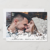 Elegant Chic Silver Hearts, foto sparen de Datum Save The Date (Voorkant)