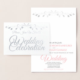 Elegant Chic Silver & Pink Folie Weddenschappen Ui Folie Kaarten
