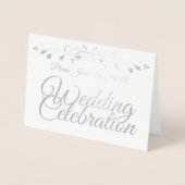 Elegant Chic Silver & Pink Folie Weddenschappen Ui Kaarten (Voorkant)
