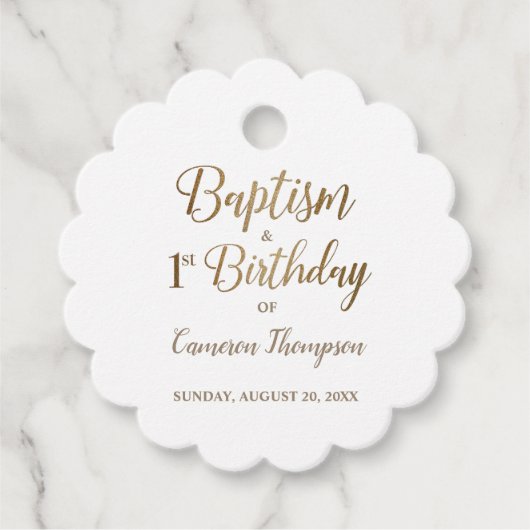 Elegant chic Simple Baptism en 1st verjaardag Bedankjes Labels (Voorkant)