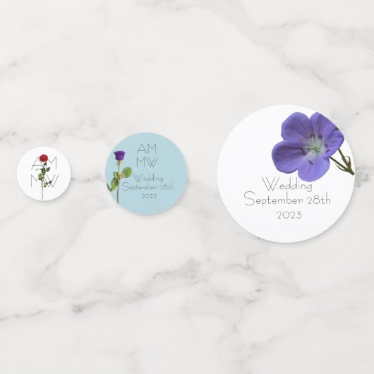 Elegant Chic Simple Floral Blue Wedding Confetti (Achterkanten)