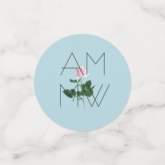 Elegant Chic Simple Floral Blue Wedding Confetti (Kleine voorkant)