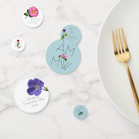 Elegant Chic Simple Floral Blue Wedding Confetti (Groep)