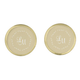 Elegant Chic Simple Gold Ornamental Border Initial Vergulde Manchetknopen