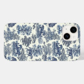 Elegant  Chic Soft Blue Horse Toile Case-Mate iPhone Case (Achterkant (horizontaal))