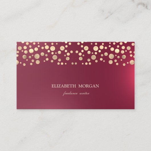 Elegant Chic Sophisticated, Gold Confetti Red Visitekaartje (Voorkant)