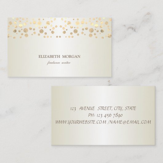 Elegant Chic Sophisticated, Gold Confetti Visitekaartje (Voorkant / Achterkant)